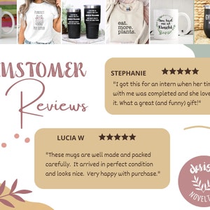 the customer review page for a personalized coffee mug