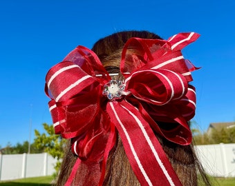 Red Bow with with white tripes