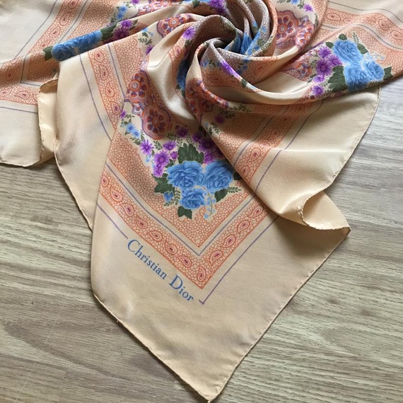 Vintage Christian Dior Silk Scarf rose, Silk scarf
