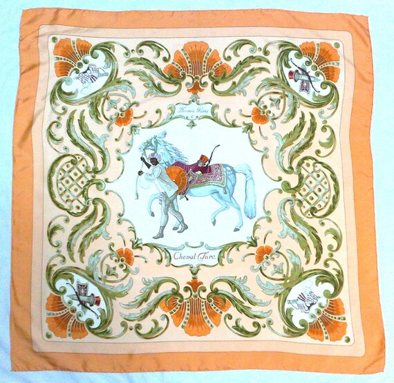 Vintage Hermes Scarf CHEVAL TURC, Hermès Silk Car