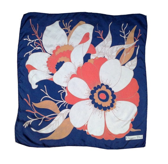 Vintage Christian Dior Silk Scarf 1970s, Silk scar