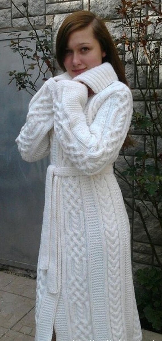 manteau femme tricoté main
