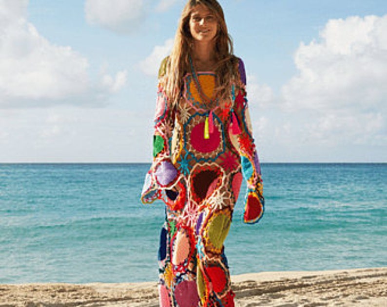 Crochet Beach Dress, Crochet Maxi Dress, Crochet Dress, Knitted Dress, Bohemian Dress, Hippie Dress,Crochet Clothing,Lace Crochet,Knit Dress image 4