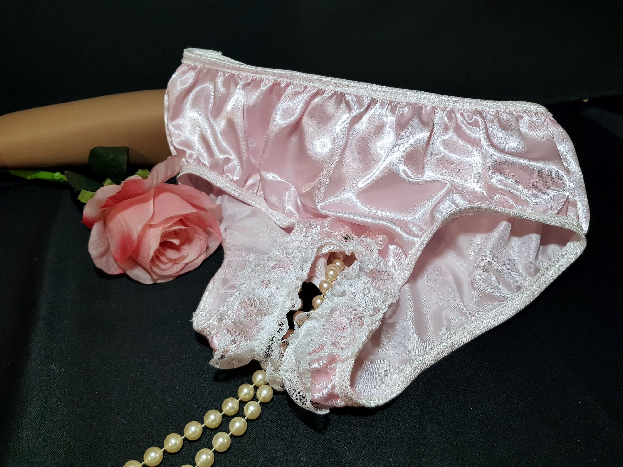 Silk panties tumblr - 🧡 Silk panties in Pink Lace silk, Tanga shape - Mari...