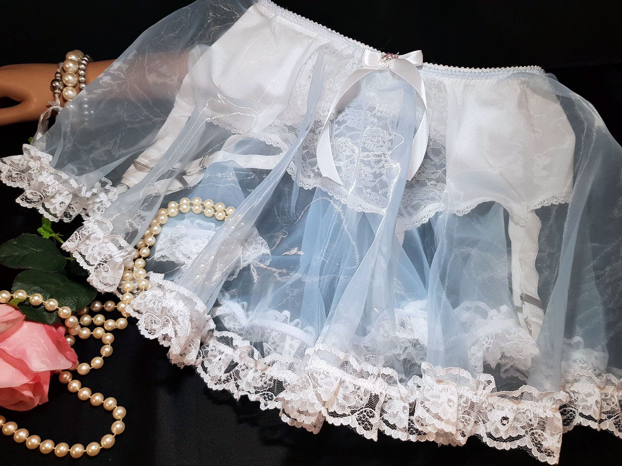 6 strap Baby Blue complete set of suspender belt including Etsy Nederland