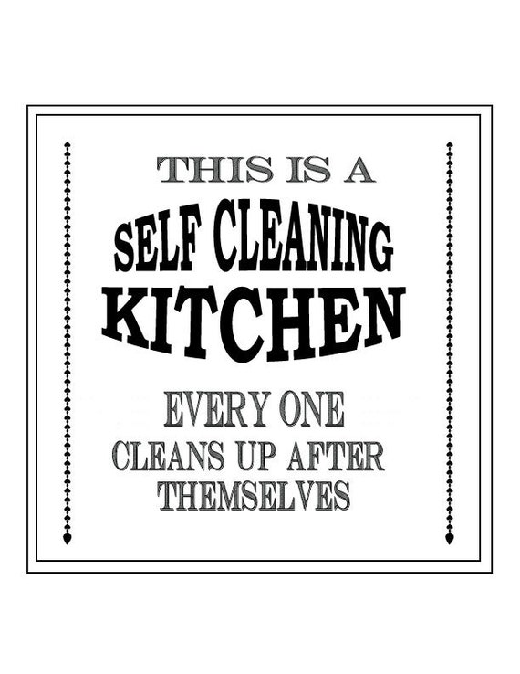 Kitchen Sign Self Cleaning Kitchen Sign Cooking Sign Etsy