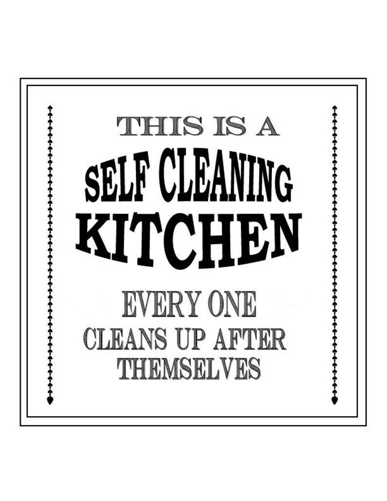 Self Cleaning Kitchen Sign Printable