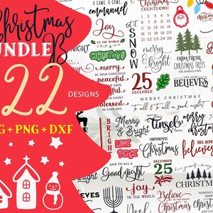 Paquete de 122 SVG navideños, vol. C2, Feliz Navidad, This Home Believes, Alegría, Uso comercial, Cricut, Silhouette, Archivos de corte digital, DXF PNG