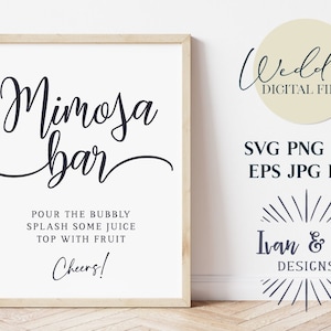 File Svg di Mimosa Bar, Matrimonio Svg, Bridal Shower Sign Svg, Segno di matrimonio, Cricut Svg, Disegni Silhouette, File di taglio digitale, JPG DXF PNG