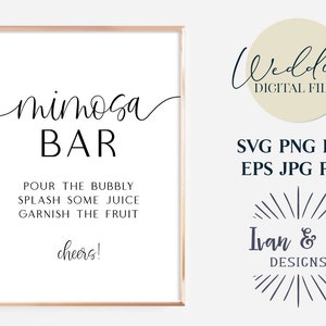 File Svg Mimosa Bar, Wedding Svg, Bridal Shower Sign Svg, Stampabile, Sublimazione, Cricut, Disegni Silhouette, File digitali, JPG DXF PNG