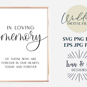Dans les fichiers Svg de mémoire aimante, mariage Svg, signe de mémoire de mariage, imprimable, sublimation, Cricut, dessins de Silhouette, fichiers numériques, JPG DXF PNG