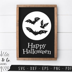 SVG Files, Happy Halloween Svg, Bats Svg, Halloween Svg, Fall Svg, Commercial Use, Cricut, Silhouette, Digital Cut Files, DXF PNG