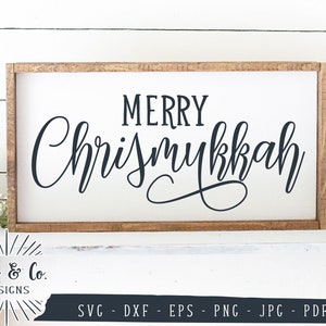 Merry Chrismukkah SVG Files, Christmas Hanukkah Svg, Christmas Svg, Commercial Use, Cricut, Silhouette, Digital Cut Files, Jpg DXF PNG