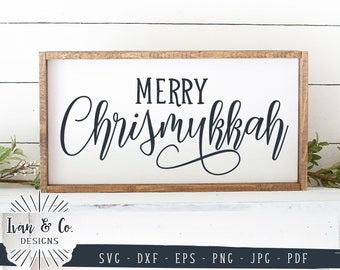 Merry Chrismukkah SVG Files, Christmas Hanukkah Svg, Christmas Svg, Commercial Use, Cricut, Silhouette, Digital Cut Files, Jpg DXF PNG