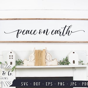 Paz en la Tierra Archivos SVG, Signo de Navidad Svg, Vacaciones Svg, Invierno Svg, Uso Comercial, Cricut, Silueta, Archivos de Corte Digital, Jpg DXF PNG