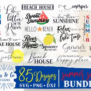 85 Summer Signs SVG Bundle, Summer Svg, Farmhouse Svg, Lake Svg, Beach Svg, Commercial Use, Cricut, Silhouette, Digital Cut Files, DXF PNG