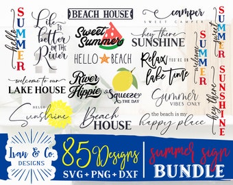 85 Summer Signs SVG Bundle, Summer Svg, Farmhouse Svg, Lake Svg, Beach Svg, Commercial Use, Cricut, Silhouette, Digital Cut Files, DXF PNG