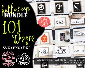 101 Halloween SVG Bundle, Ghost, Trick Or Treat, Boo, Pumpkin, Spooky, Witch, Commercial Use, Cricut, Silhouette, Digital Cut Files, DXF PNG