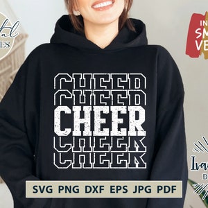 Cheer SVG Files, Stacked Cheer Svg, Cheerleading Svg, Cheer Team Svg, Cheerleader Girl Svg, Cheer Mom Svg, Cut Files for Cricut, Silhouette