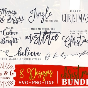 8 Christmas Sign SVG Bundle, Christmas Svg Bundle #1, Farmhouse Sign Svg, Commercial Use, Cricut, Silhouette, Digital Cut Files, DXF PNG