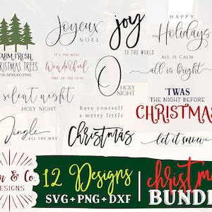 12 Christmas Sign SVG Bundle, Christmas Svg Bundle #3, Farmhouse Sign Svg, Cricut, Silhouette, Commercial Use, Digital Cut Files, DXF PNG