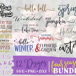 12 Four Seasons Signs SVG Bundle, Spring Svg, Summer Svg, Fall Svg ...