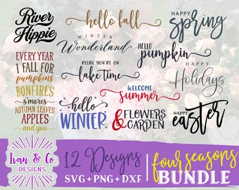 12 Vier Jahreszeiten Zeichen SVG Bundle, Frühlings-Svg, Sommer-Svg, Herbst-Svg, Winter-Svg, kommerzielle Nutzung, Cricut, Silhouette, digitale Dateien, DXF PNG