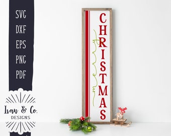 SVG Files, Merry Christmas Svg, Holidays, Winter, Christian, Vertical Sign, Cricut, Silhouette, Commercial Use, Digital Cut Files, DXF PNG