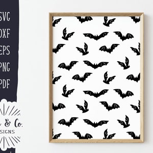 May include: A digital download of a black and white bat pattern. The pattern is seamless and can be used for a variety of projects, such as fabric, wallpaper, and wrapping paper.