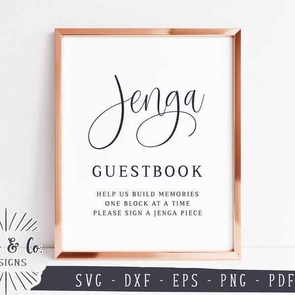 SVG Files, Wedding Jenga Guestbook Svg, Wedding Svg, Wedding Sign Svg, Commercial Use, Cricut, Silhouette, Digital Files, Cut Files, DXF PNG
