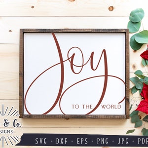 Fichiers SVG, Joie au monde Svg, Svg de signe de Noël, Ferme Noël Svg, Utilisation commerciale, Cricut, Silhouette, Fichiers de coupe numérique, DXF JPG