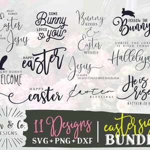 11 Osterzeichen SVG Bundle #1, Christliche Ostern SVG, Frühling SVG, Osterhase SVG, SVG-Dateien für Cricut, Silhouette Designs, DXF, PNG-Dateien