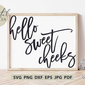 SVG-Dateien, Hallo süßes Wangen-Svg, Badezimmer, Bauernhaus, Clip Art, Cricut, Silhouette, Schneidedateien, Sofort-Download, Dxf Eps Png Jpeg Pdf
