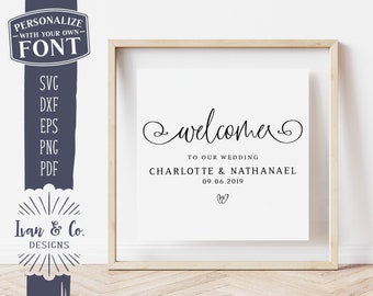 Boda SVG Bienvenido a nuestra boda SVG Signo de boda Archivos svg para diseños Cricut Archivos de corte svg Archivos digitales de vinilo de silueta