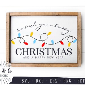 SVG-bestanden, we wensen u prettige kerstdagen en een gelukkig nieuwjaar Svg, vakantie Svg, commercieel gebruik, snijbestanden, direct downloaden, DXF PNG