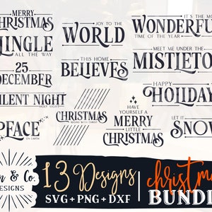 13 Christmas Sign SVG Bundle, Christmas Svg Bundle #5, Farmhouse Sign Svg, Commercial Use, Cricut, Silhouette, Digital Cut Files, DXF PNG