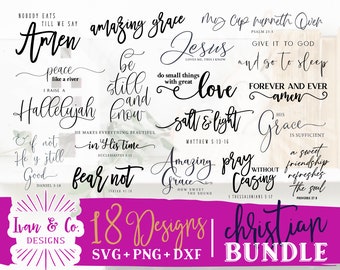 18 Christian Sign SVG Bundle, Christian Svg Bundle #1, Farmhouse Sign Svg, Cricut, Silhouette, Commercial Use, Digital Cut Files, DXF PNG