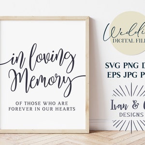 Dans les fichiers Svg de mémoire aimante, mariage Svg, signe de mémoire de mariage, Sublimation, Cricut Svg, dessins de Silhouette, fichiers de coupe numérique, JPG DXF PNG