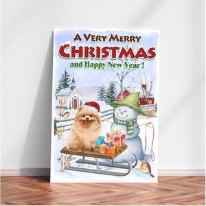 Tarjeta de Navidad para perros Pomeranian (6" x 4") Interior en blanco - con sobre. Artículo perfecto para cualquier amante de los perros.
