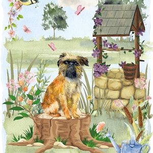Griffon Bruxellois Hund Blankokarte / Notelet (6 "x 4") mit Umschlag - Wishing Well Design. Perfekter Artikel für jeden Hundeliebhaber