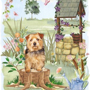Norfolk Terrier Hund Blankokarte / Notelet (6 "x 4"") mit Umschlag - Wishing Well Design.  Perfekter Artikel für jeden Hundeliebhaber
