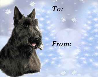 Scottish Terrier / Scottie Dog Christmas Gift Labels,  Peel Off Self adhesive, 2 Sheets of 21 Labels, 42 Labels in total