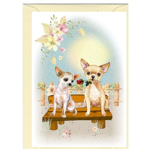 Tarjeta en blanco con diseño de chihuahua (15 x 10 cm) y sobre. Ideal para el Día de la Madre, San Valentín, etc. Artículo perfecto para cualquier amante de los perros.