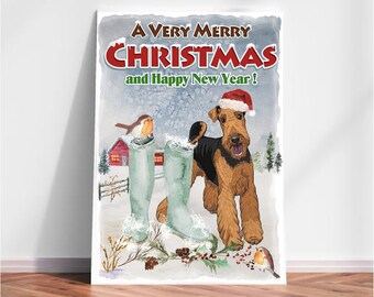 Airedale Terrier Dog Christmas Card (6" x 4") Blank inside - with Envelope.  Perfect item for any Dog Lover