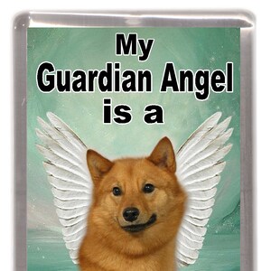 Finnish Spitz Dog Fridge Magnet &quot;My Guardian Angel is a Finnish Spitz&quot;. Great Gift for any Dog Lover