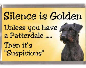 Patterdale Terrier Dog Fridge Magnet in Wood With Gift Bag