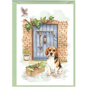 Gepersonaliseerde beagle-hondenwenskaart (6 x 4 inch) met envelop: ideaal voor elke gelegenheid.  Kan desgewenst leeg worden gelaten