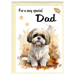 Tarjeta en blanco / nota con diseño de perro Shih Tzu para PAPÁ (6" x 4") con sobre: ideal para el Día del Padre, cumpleaños, etc.