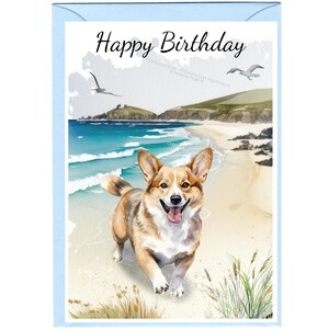Corgi Dog "Happy Birthday" Card (6"x 4") with Envelope. Blank inside for your own message. Perfect for any dog lover