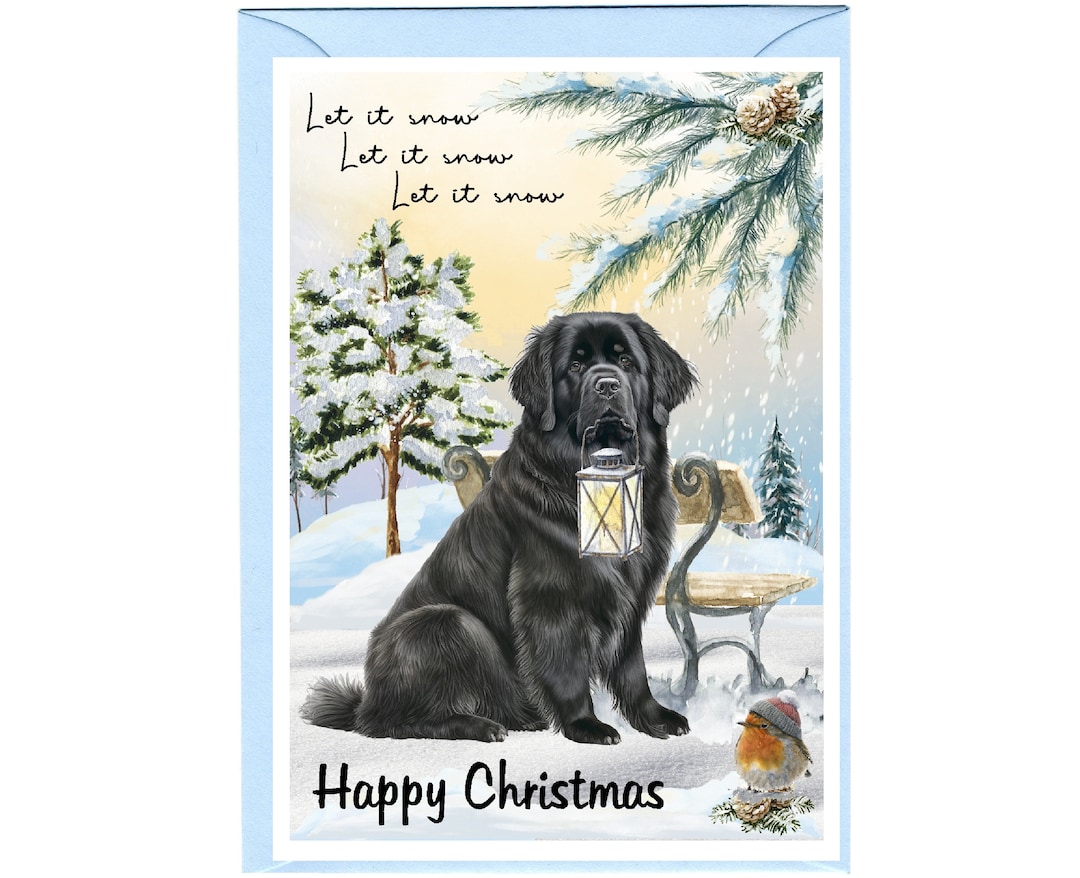 Newfoundland Dog Christmas Card 6 X 4 Blank Etsy